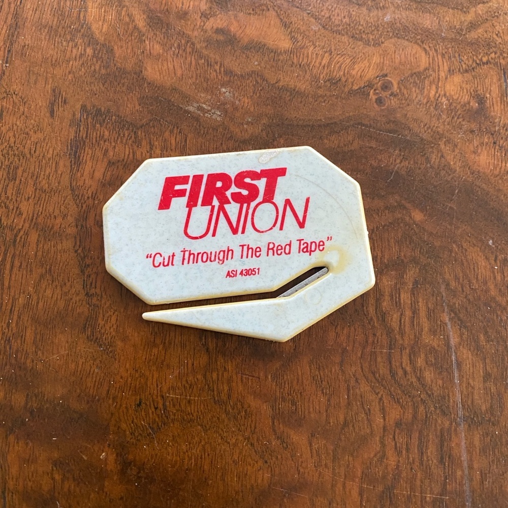 Vintage First Union Bank Letter Opener promotional advertising